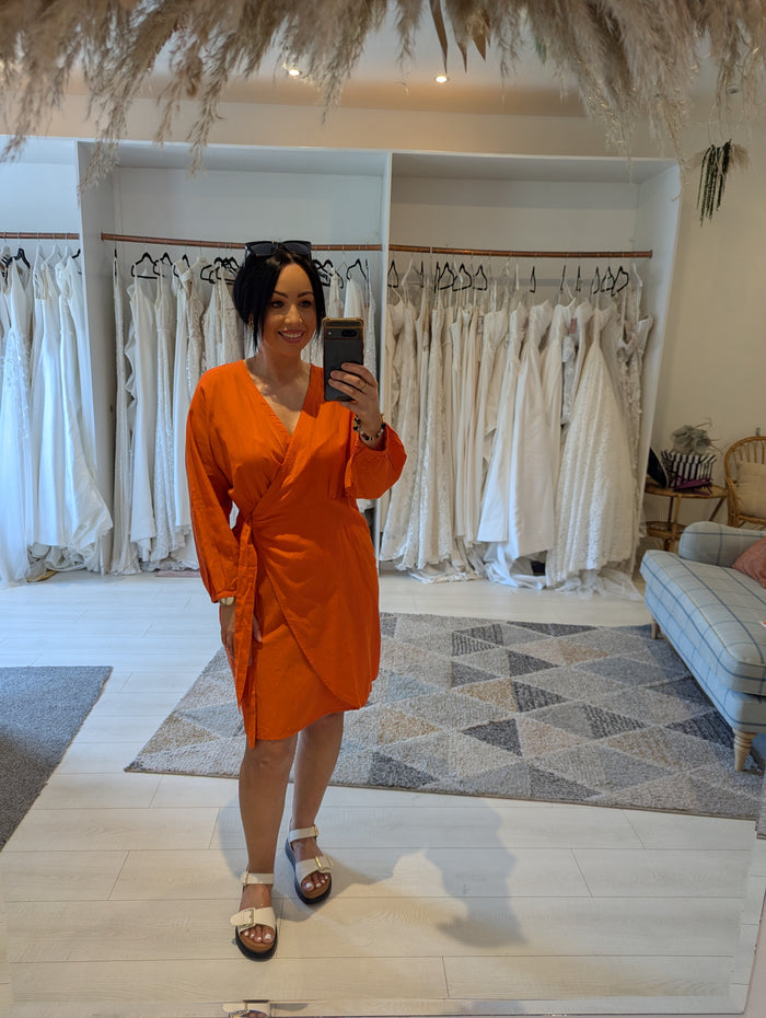 MSCH Copenhagen Orange Wrap Dress 10 NWT £90