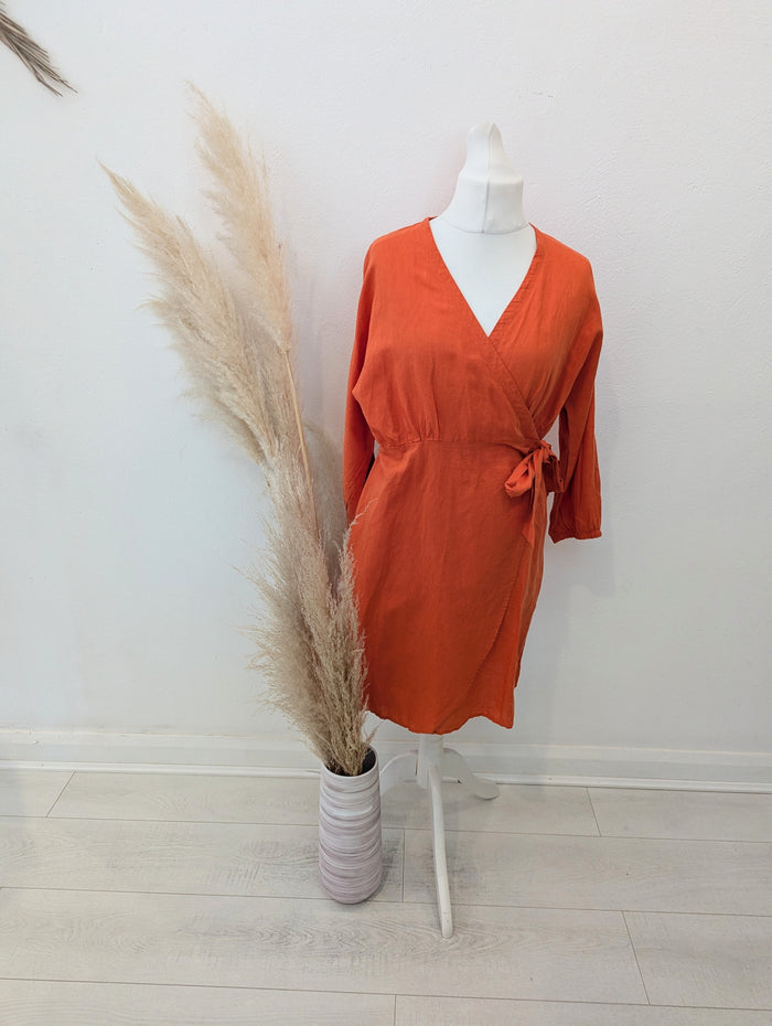 MSCH Copenhagen Orange Wrap Dress 10 NWT £90