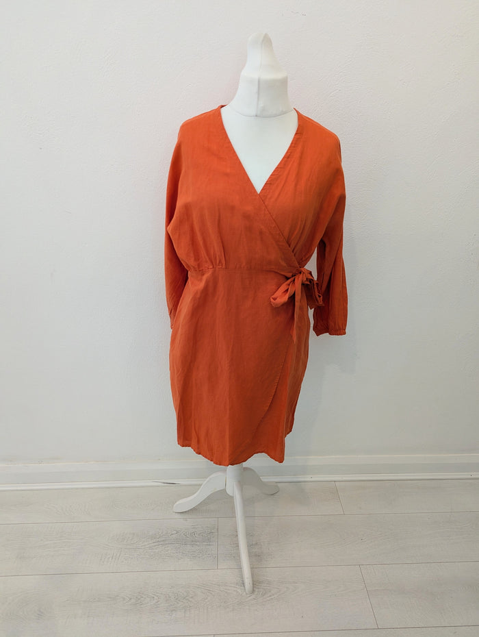 MSCH Copenhagen Orange Wrap Dress 10 NWT £90