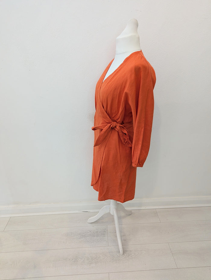 MSCH Copenhagen Orange Wrap Dress 10 NWT £90