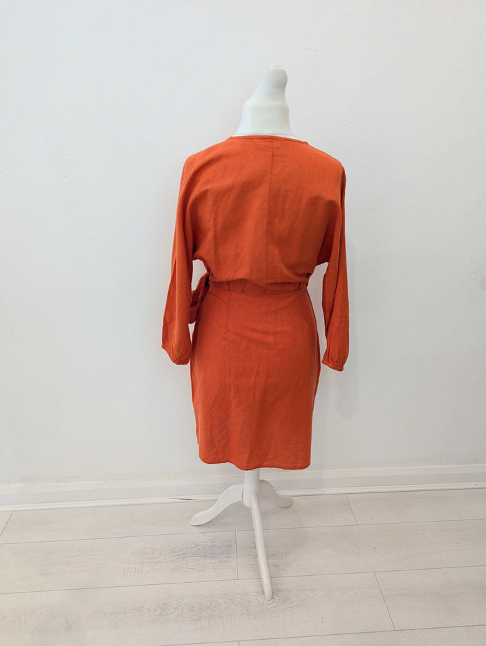 MSCH Copenhagen Orange Wrap Dress 10 NWT £90
