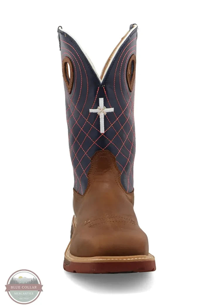 Twisted-X MXBAW01 Mocha and Navy Cross Alloy Toe Western Work Boot front view