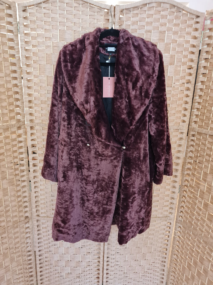 Nathalie Chaize Brown Faux Fur Coat 38
