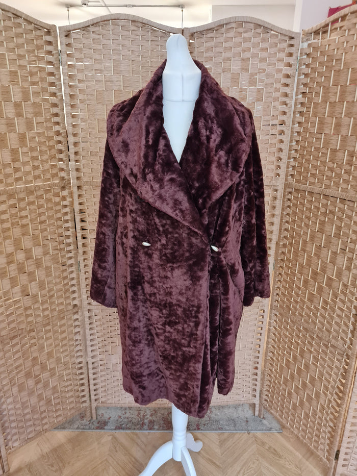 Nathalie Chaize Brown Faux Fur Coat 38