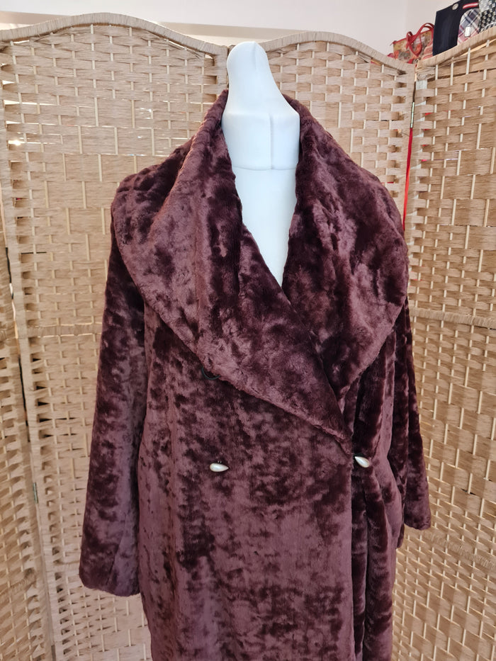 Nathalie Chaize Brown Faux Fur Coat 38