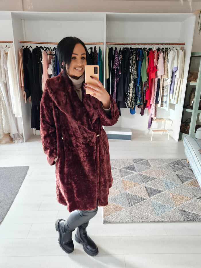 Nathalie Chaize Brown Faux Fur Coat 38