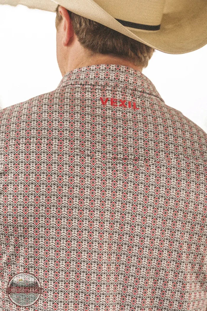 Vexil Brand - Western Pearl Snap Polo - Native Arrows | Red back view