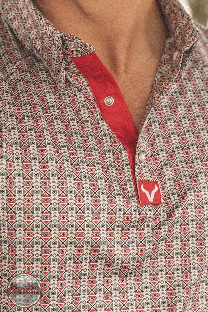 Vexil Brand - Western Pearl Snap Polo - Native Arrows | Red vexil tag view