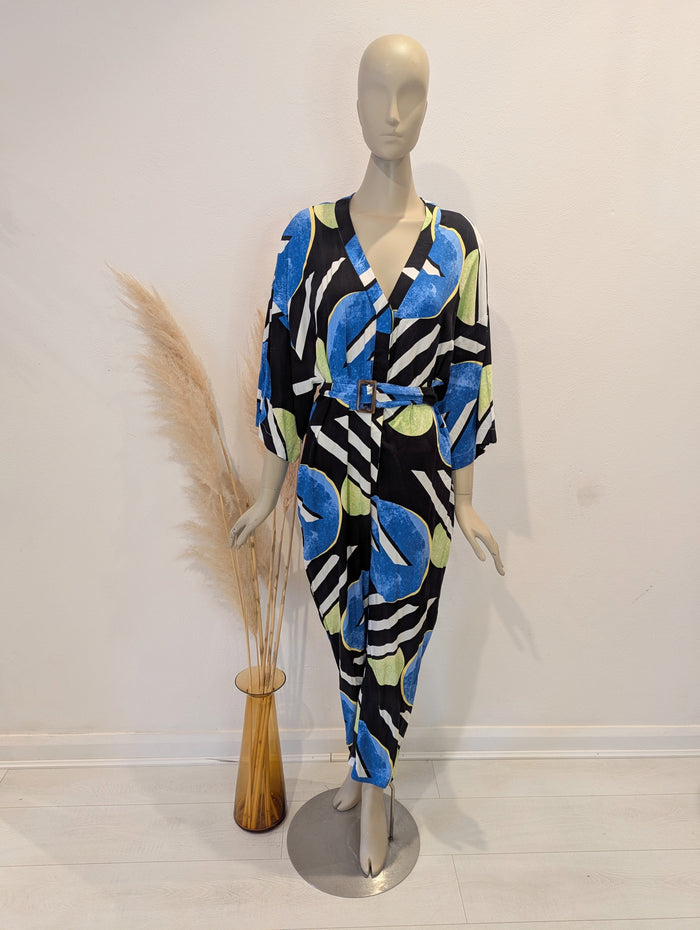 Native Youth Navy Multi Jumpsuit M NWT