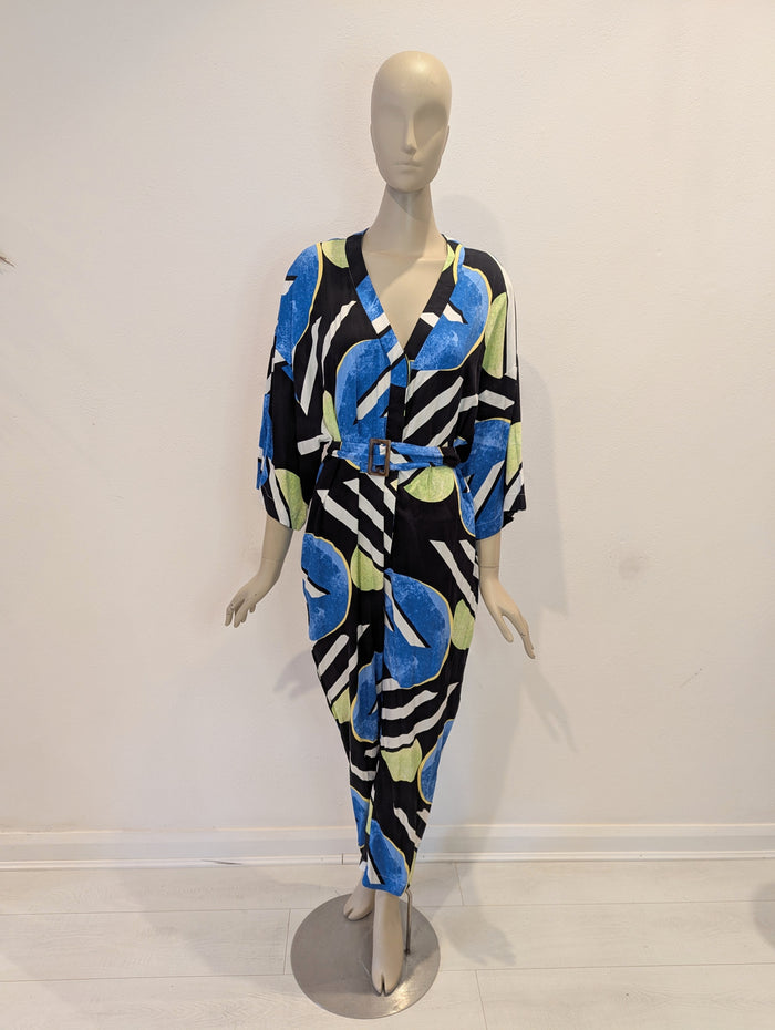 Native Youth Navy Multi Jumpsuit M NWT
