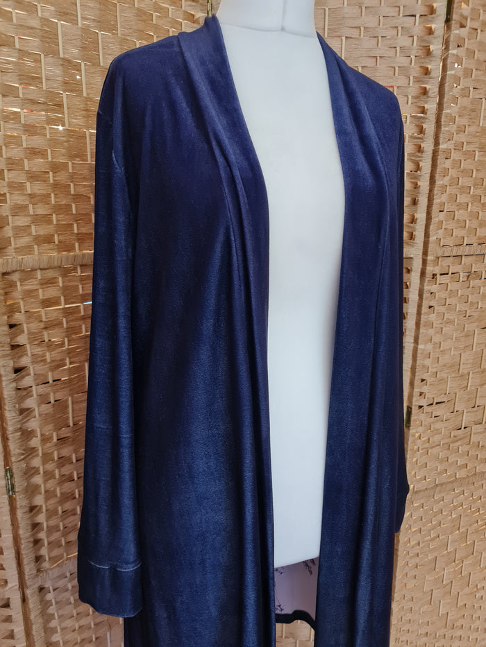 Navy Velvet Long cardigan L