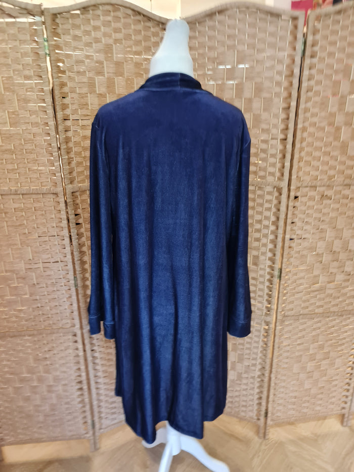 Navy Velvet Long cardigan L