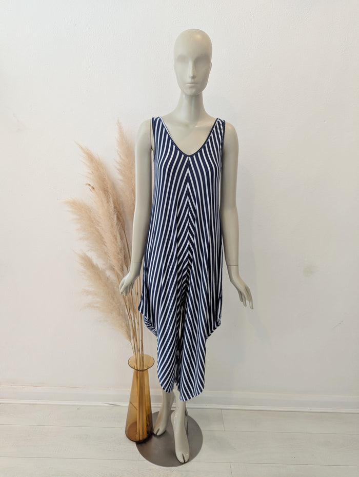 Navy White Stripe Jumpsuit M/ L