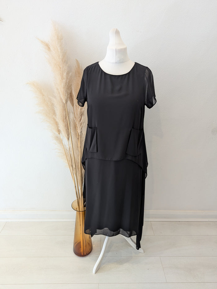 Naya Black Chiffon Dress 12/14