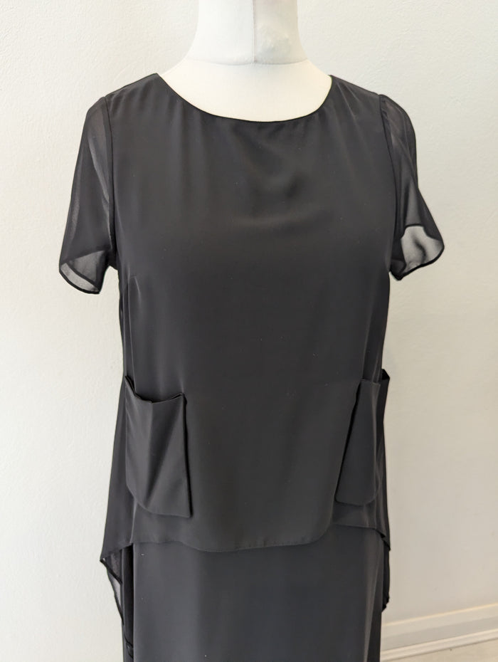 Naya Black Chiffon Dress 12/14