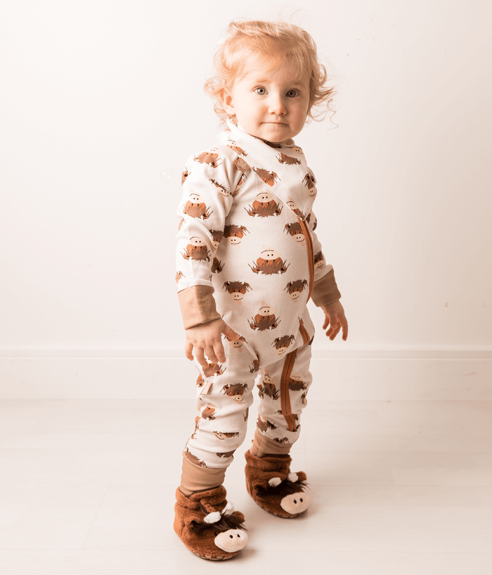 Neutral Highland Cow Romper Gifting Set