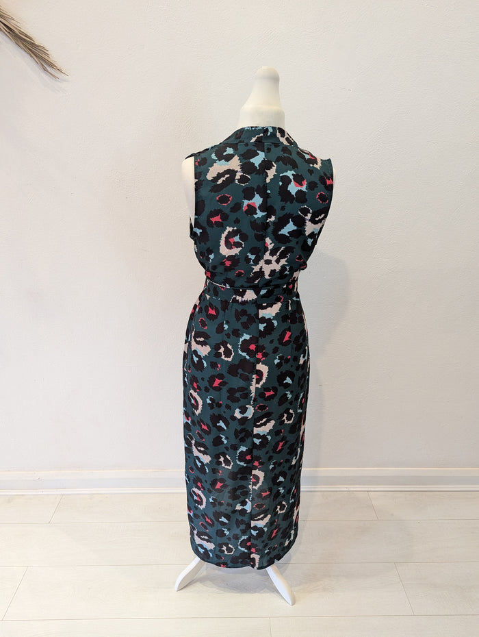 Never Fully Dressed Green Animal Wrap Dress M/L