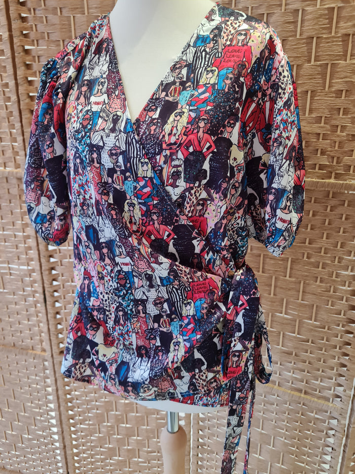 Never Fully Dressed printed wrap top 18