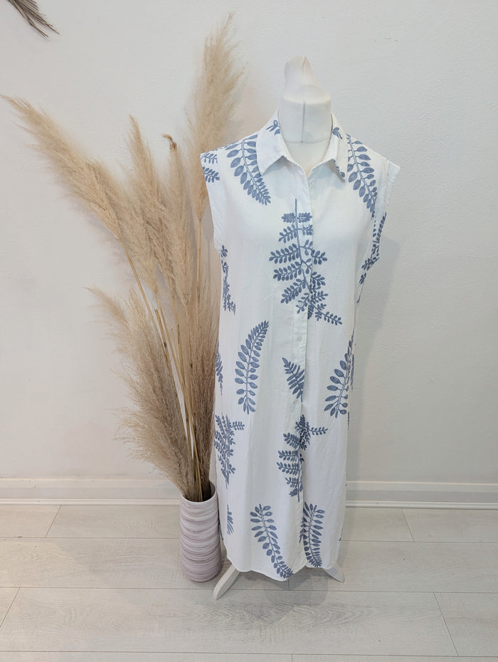 New Collection White Floral Shirt Dress 14/16