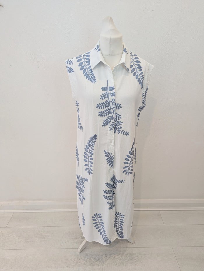 New Collection White Floral Shirt Dress 14/16