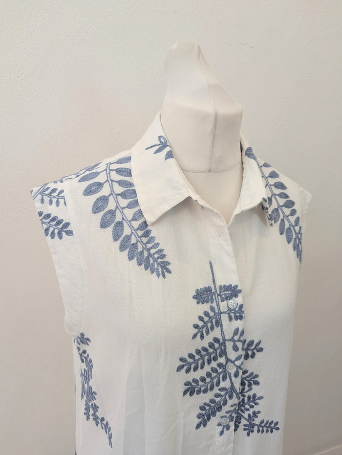 New Collection White Floral Shirt Dress 14/16