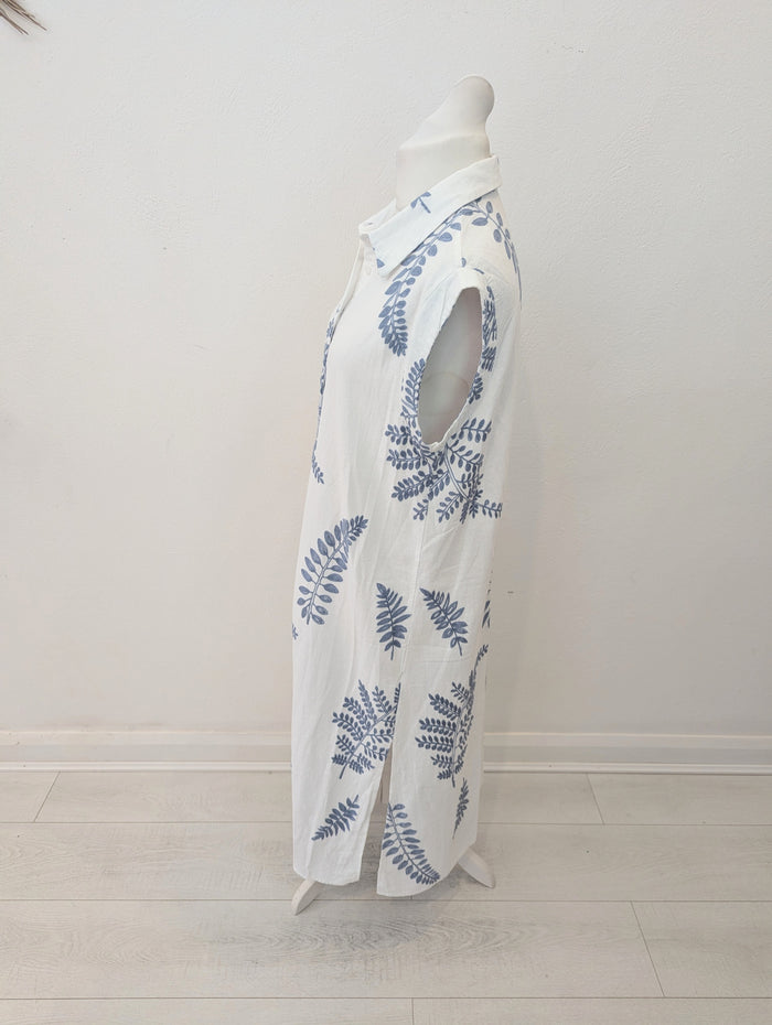 New Collection White Floral Shirt Dress 14/16