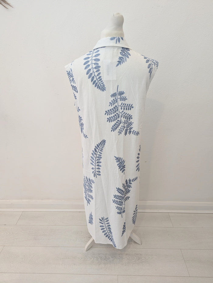 New Collection White Floral Shirt Dress 14/16