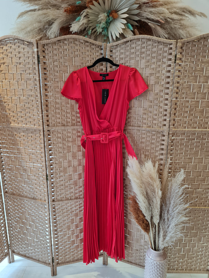 New Look Red Pleat Dress 8 NEW RRP £28