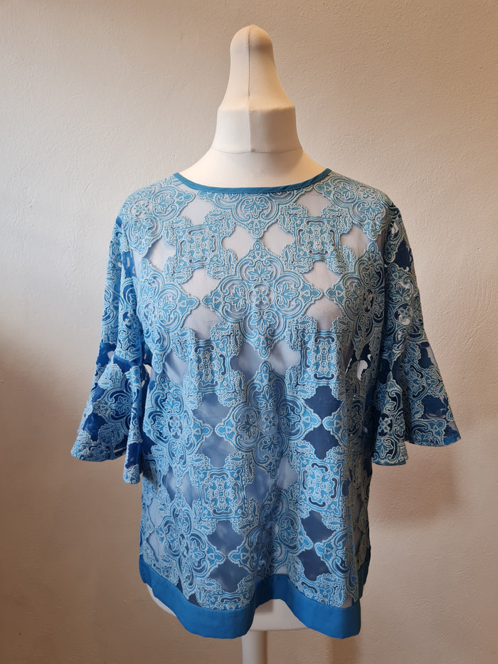 Next Blue ruffle sleeve top 16