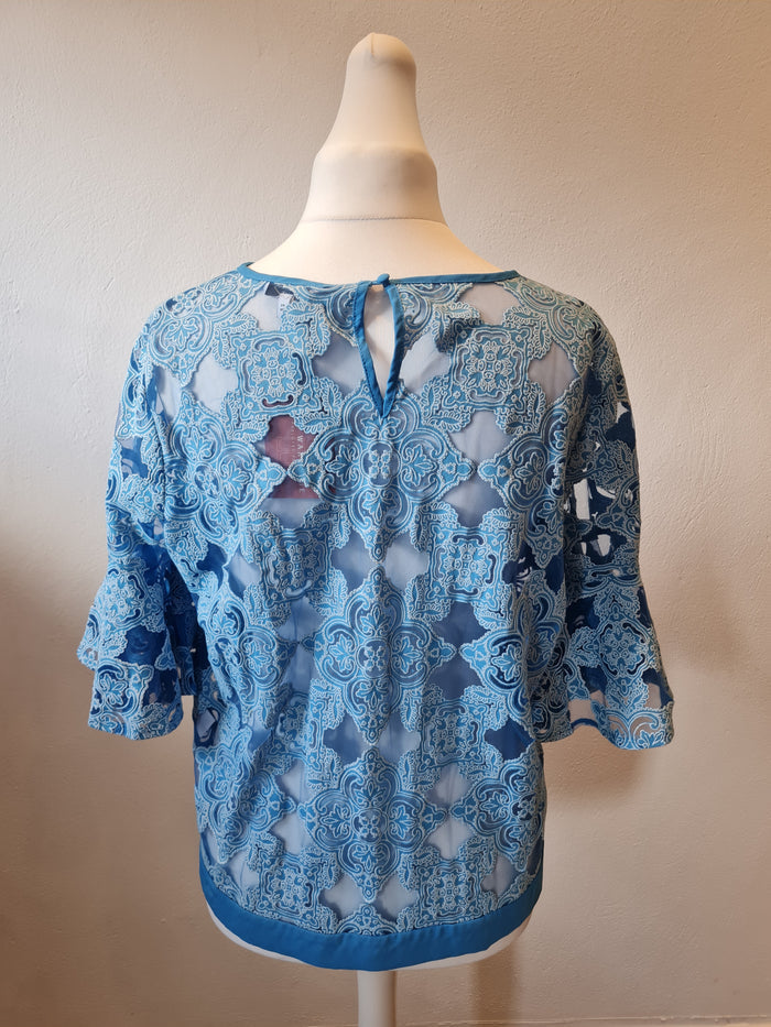 Next Blue ruffle sleeve top 16