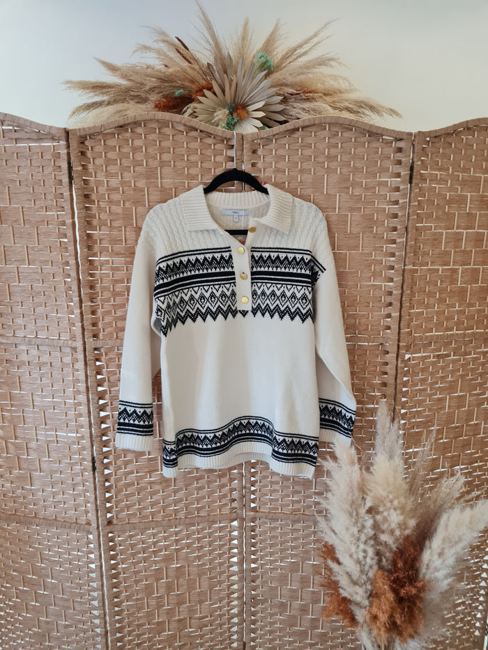 Next cream/black button jumper M