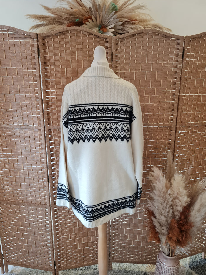 Next cream/black button jumper M