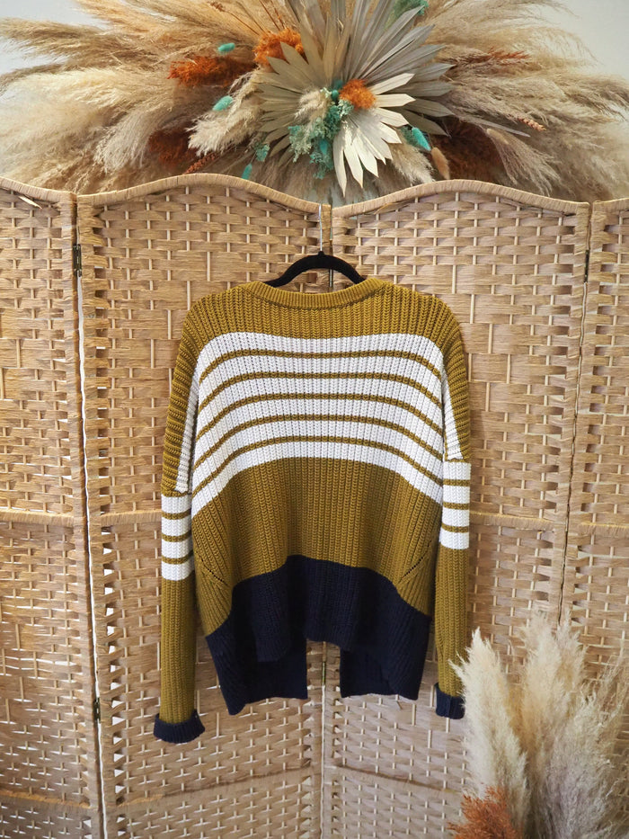 Next Khaki Striped Tie Back Jumper S