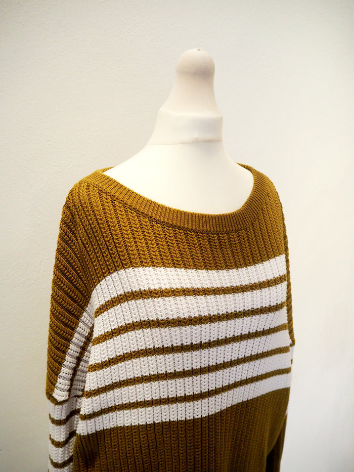 Next Khaki Striped Tie Back Jumper S