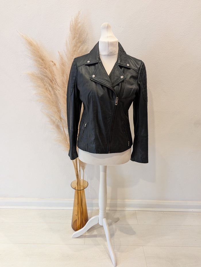 Next Navy Leather Biker Jacket 14