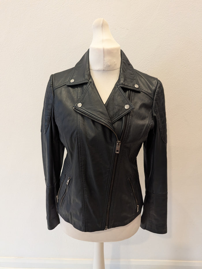 Next Navy Leather Biker Jacket 14