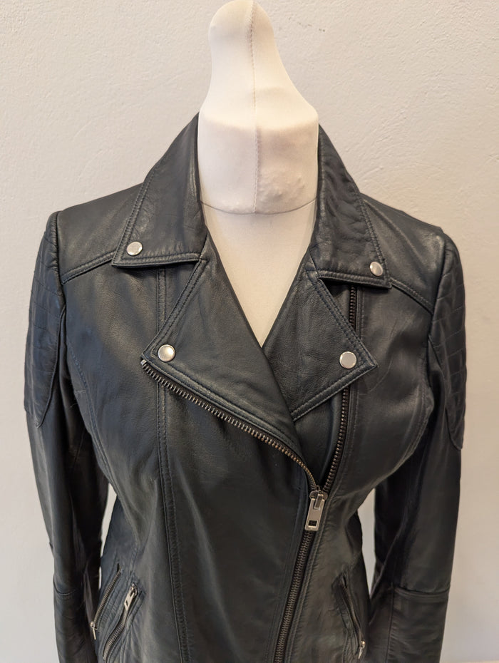 Next Navy Leather Biker Jacket 14