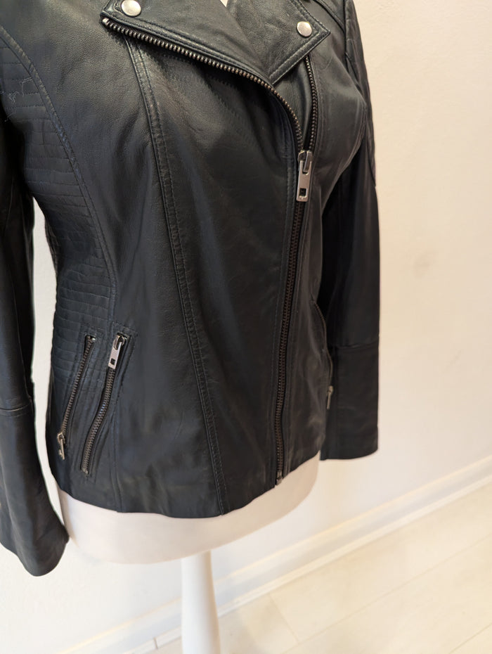 Next Navy Leather Biker Jacket 14