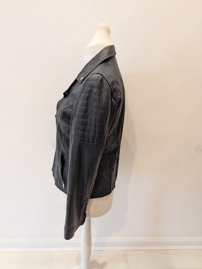 Next Navy Leather Biker Jacket 14