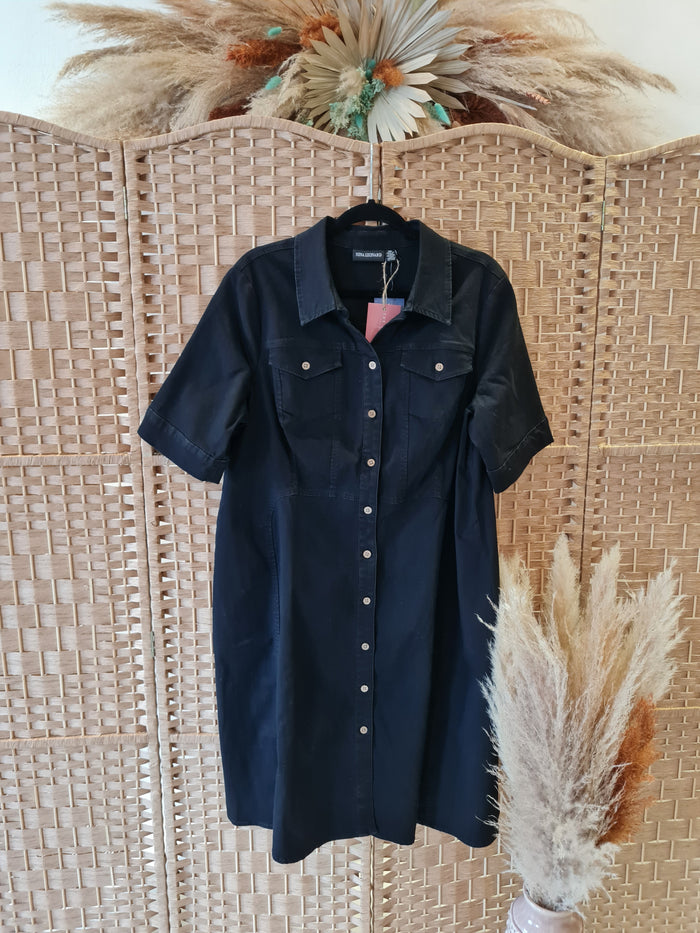 Nina Leonard Black Denim Shirt Dress Size 2XL