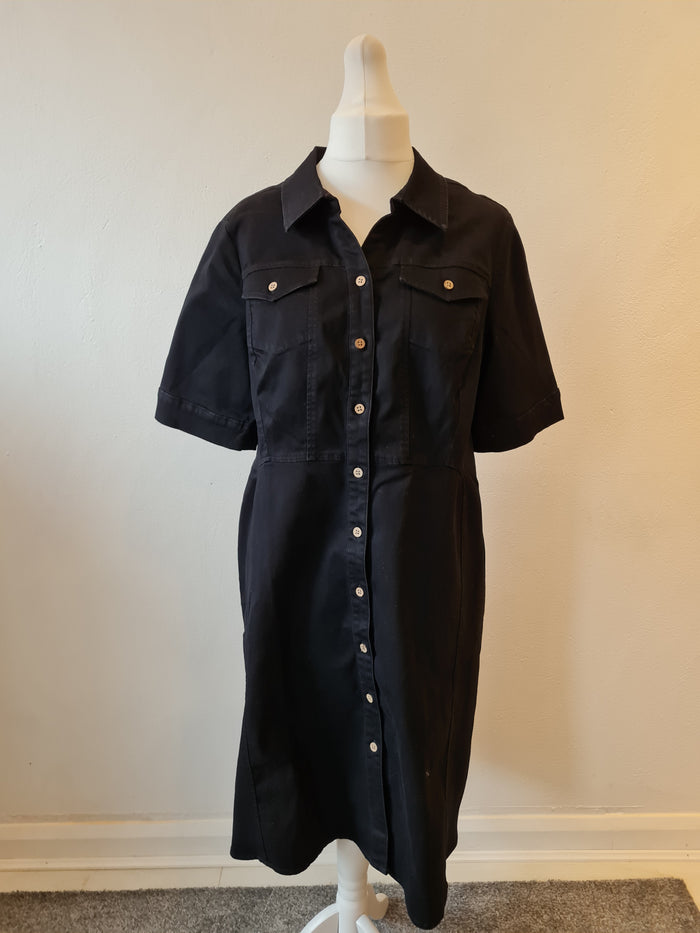 Nina Leonard Black Denim Shirt Dress Size 2XL
