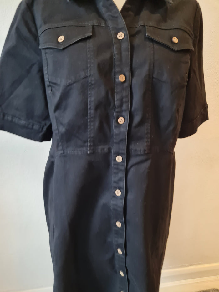 Nina Leonard Black Denim Shirt Dress Size 2XL