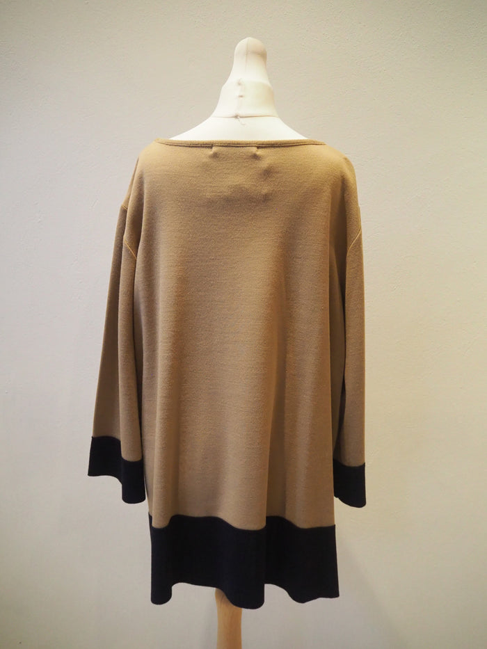 Nina Leonard Camel & Black Tunic Size 3xl
