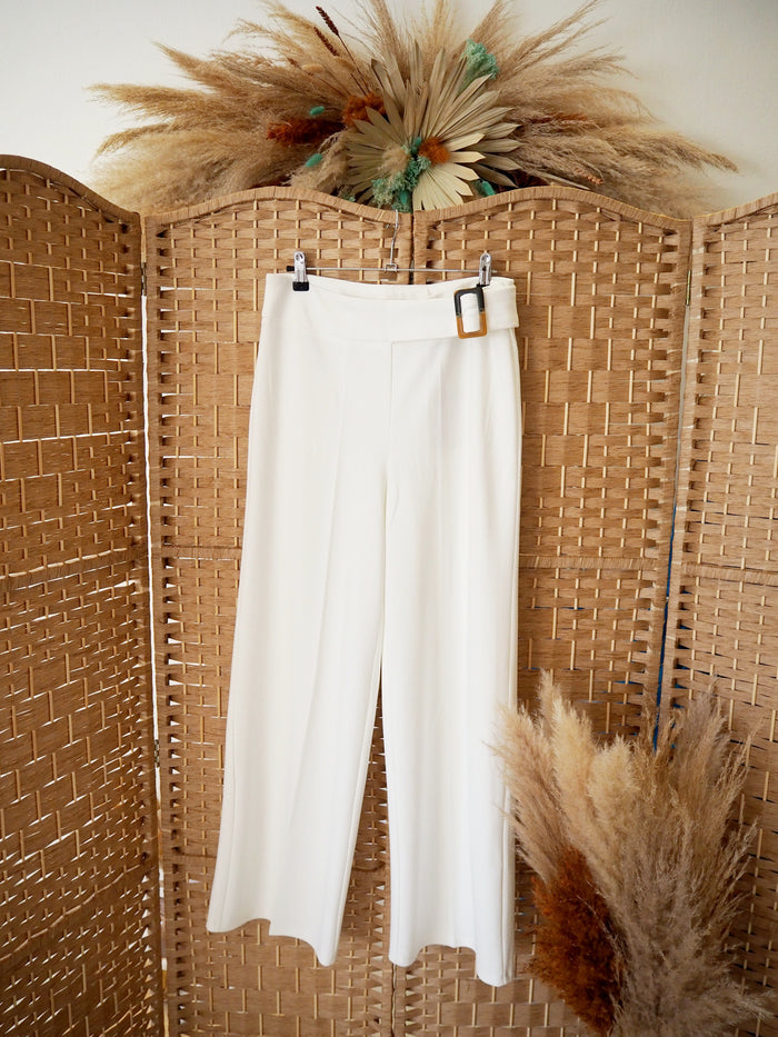 Nina Leonard White Wide Leg Trouser Size 14
