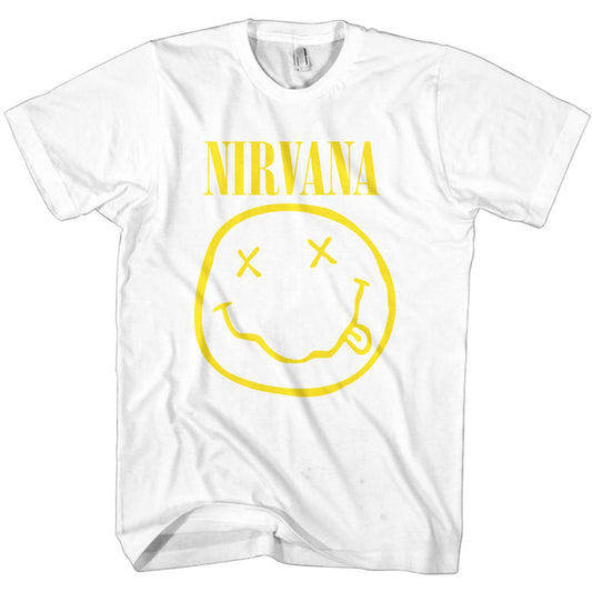 Nirvana Unisex T-Shirt - Smiley, White Rock Off