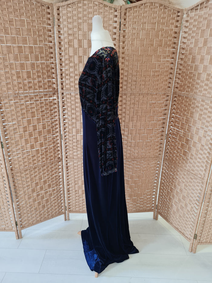 Nissa Navy Velvet evening Dress 16
