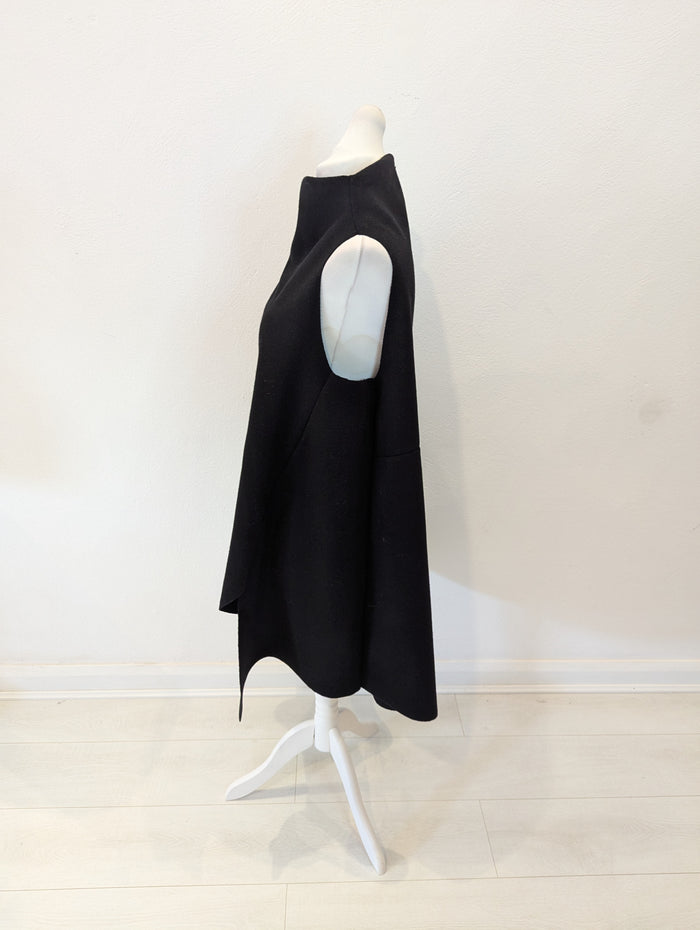 No Label Black Funnel Neck Oversized Vest