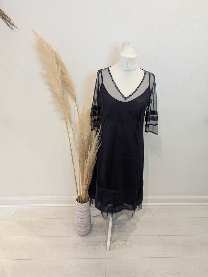 NoaNoa grey chiffon overlay dress M