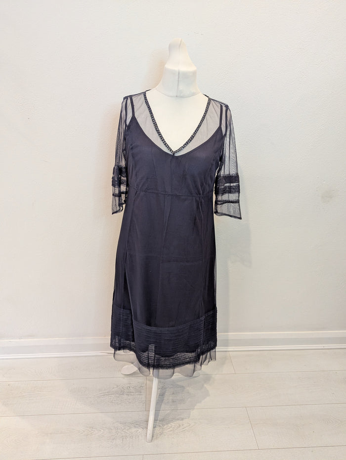 NoaNoa grey chiffon overlay dress M