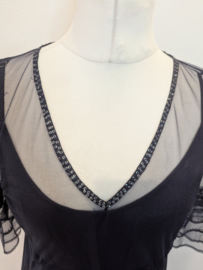 NoaNoa grey chiffon overlay dress M